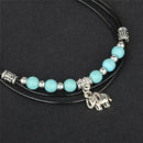 Turquoise Elephant Rope Multi-Layer Handmade Leather Anklet Chain Bracelet W DES