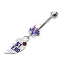 Pair Purple Crystal Belly Navel Bar Ring Body Piercing F7Z8