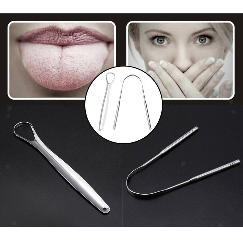 2x Stainless Steel Tongue Tounge Cleaner Scraper Dental Care Hygiene Mouth Oral
