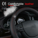 Seasons General PU Leather Car Steering Wheel Anti Slip Protector (Black)