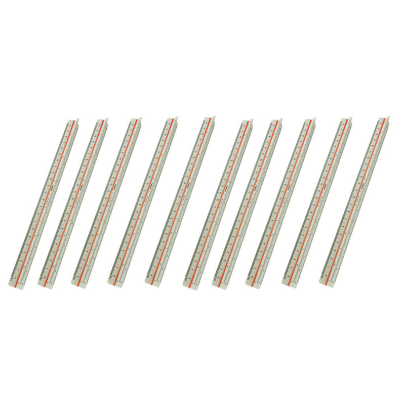 10 Pieces 300mm Metric Triangular Scales Ruler Solid