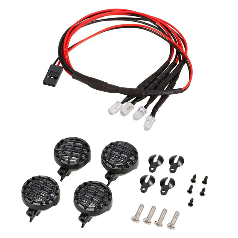 2 Red 2 White LED Lights Lampshade for 1/10 1/8 RC Crawler RC4WD Axial ACS10