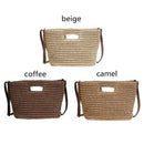 Women Summer Weave Straw Beach Shoulder Bucket Handbags Tote(Beige)