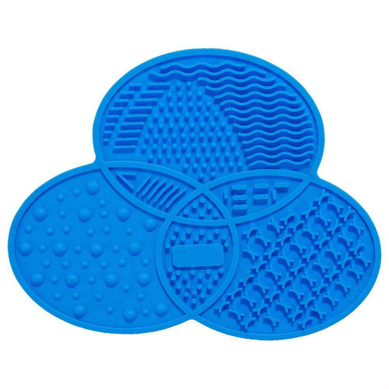 Silicone Makeup Brush Cleaner Pad Cosmetic Pen Washing Scrubber Mat (Blue)