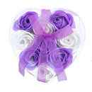 9Pcs Scented Rose Flower Petal Bath Body Soap Wedding Party Gift(Purple+Whi
