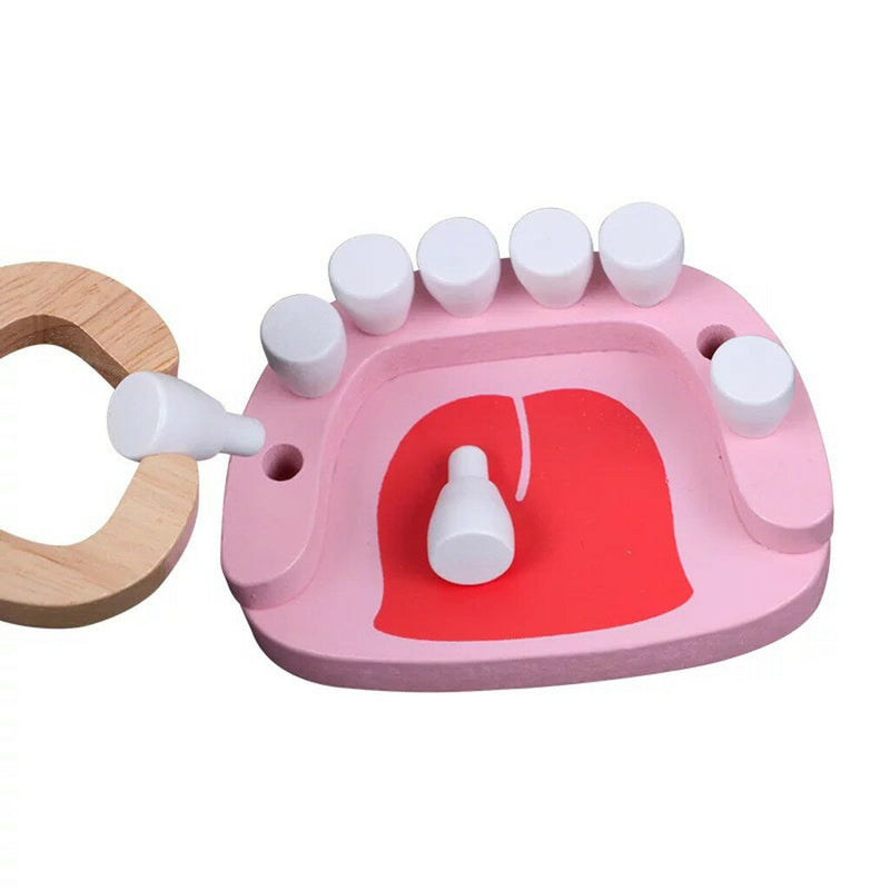 Wooden Toys Dentist Medicine Kit Doctor Pretend Play Game Kid Developmental