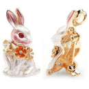 Pink Rabbit Flower Wrench Enamel Brooches Women Men Alloy Rhinestone Animal