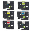 6Pcs 18mm Compatible for Brother P-Touch Tape TZe131 TZe231 TZe431 TZe531 T