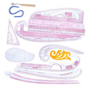 13 Stlyes Acrylic Fashion Metric Ruler Set Drawing Comma Straight French Curve