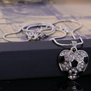 Pendant Rhinestone Necklace Black Football Heart Chain Sport Fashion Jewelry