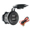 For Motorcycle Touch Switch 4.8A Dual USB Charger Socket Outlet with Power Cord