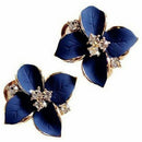 Elegance women's earrings with rhinestones camelia shaped cute pierced earr E5P6