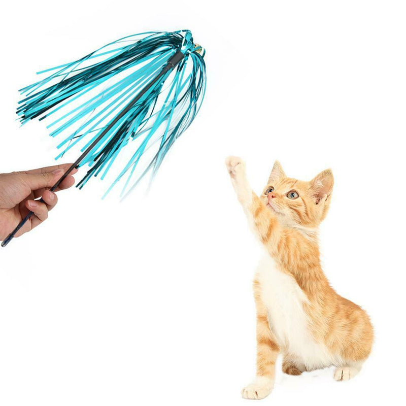 5pcs Funny Ring Paper Cat Stick Teaser Wand Playing Rod Cats Toys with Bell