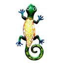 2 Pcs Handpainted Metal Gecko Outdoor Garden Patio Wall Art Lizard Sculptures