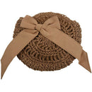 Women Beach Bag Round Straw Crochet Shoulder Summer Bag Purseï¼ˆLight Brownï¼‰