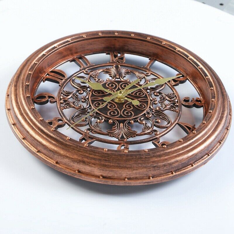 European Style Retro Creative Wall Clock Quartz Clock Round Plastic Fashion H3N3