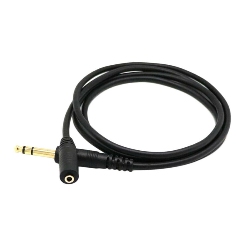4.9ft Black Durable PVC 6.35mm to 3.5mm Male Female Audio Line Connector
