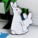 Cartoon Cute Two White Rabbits Evil Brooch Pins Jeans Clothes Jewelry Women MO