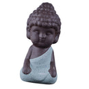 3Pc Cute Little Buddha Statue Monk Kung Fu Tea Pet Statuette Home Ornament