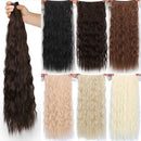 Long Clips in Hair Extension Synthetic Natural Hair Water Wave Blonde Black