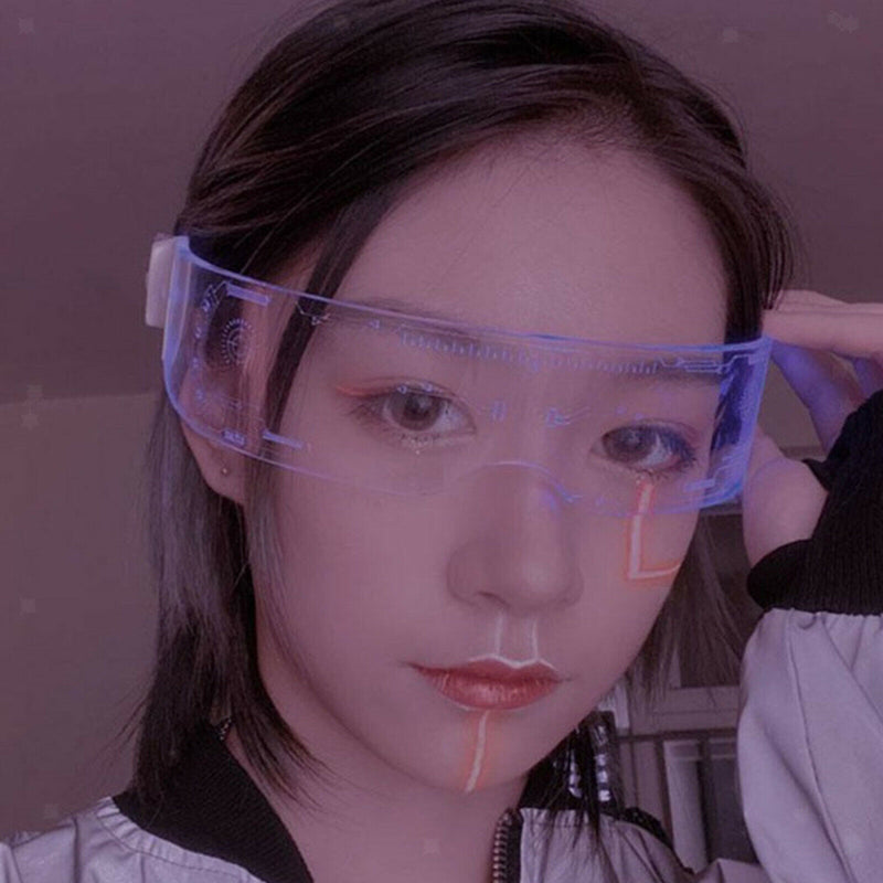 LED Glasses Clear Visor Party Luminous Glasses Light Up Rave DJ Sun Glasses