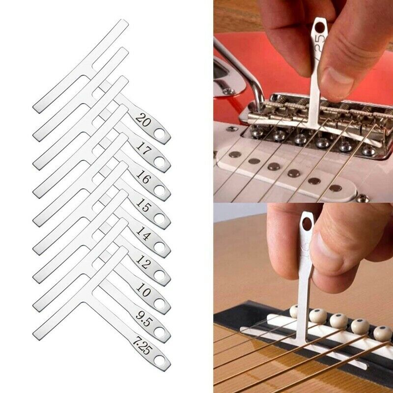 Guitar Bass Luthier Tool Kit Set With 9Pcs Understring Radius Gauge + Steel