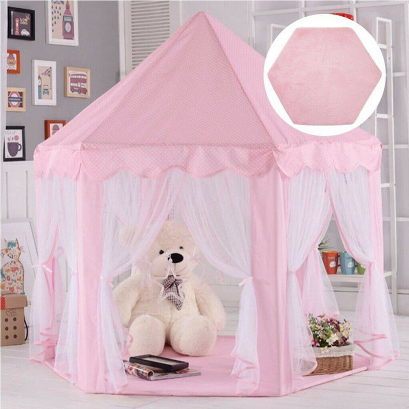 Pink Hexagon Rug Play Mat | Plush Carpet Mat Soft Rug Pad for Princess Tent