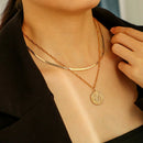 Women Multi-layer Blade Chain Necklace Charm Coin Pendant Clavicle Chain
