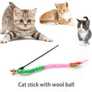 Cat Teasing Stick Colorful Pompom Feather Wand Fun Pet Teaser Rod Toys (01)