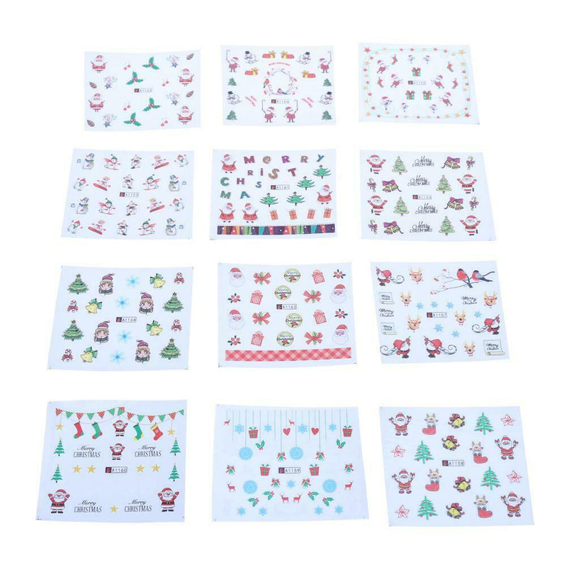12pcs/Set Nail Art Stickers Christmas-Pattern Nail Stickers(1153-1164)
