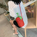 Cute Strawberry Shape Hand-Knitted Shoulder Bag Messenger Bag Fruit Bag Pas