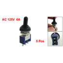5 Pcs AC 125V 6A ON/OFF/ON 3 Position SPDT 3 Pins Toggle Switch with Waterp J2T1