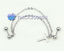 316L Surgical Steel Barbell Earring Cross Double-Chain Ear Cuff Stud Piercing x1