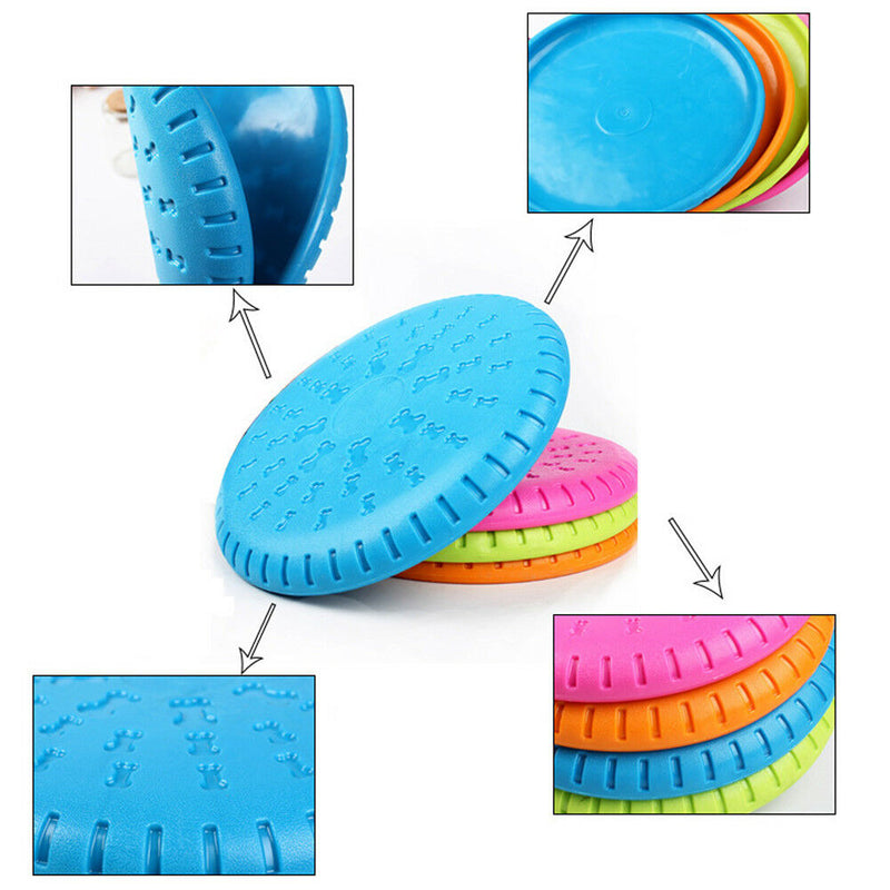 Portable Green Rubber Round Pet Dog Cat Fris*bee Toys Training Equipment Flyer