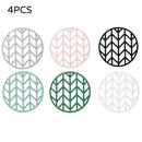 4pcs/set Silicone Trivet Mat Hot Pot Stand Round Heat Resistant Non-Slip Kitchen