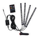 4pcs 12 LED 7 Color RGB Strips Sound Remote Control Activated Car Interior Light