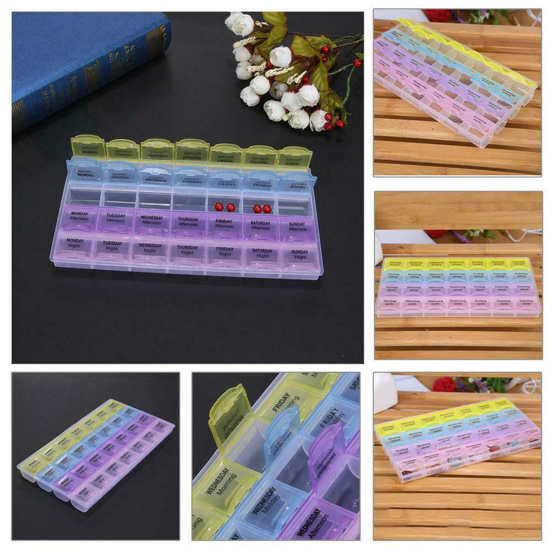 28 Compartments Plastic Pills Box Portable Home Pills Storage Organizer A
