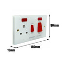 1pc 45 Amp Cooker Switch With Neon Indicator & 13 Amp Plug Socket New