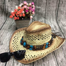 Men'S Rafi Straw Hat Beach Sunsreen Cowboy Hat Big Hat Along Picture Color