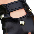 Leather Fingerless Short Gloves Black Rivets Stud Half Finger Mittens Fashion3C