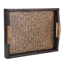 Multi-Functional Wooden Serving Trays With Handle Rectangle Handmade Rattan N7T1