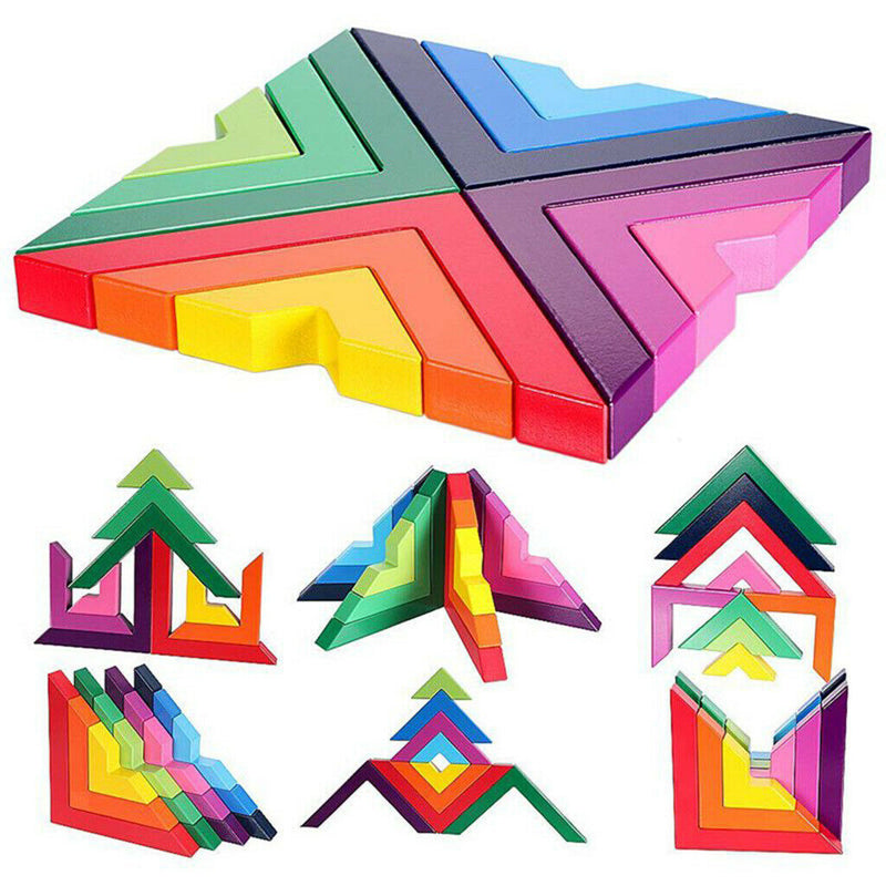 Rainbow Stacking Game Building Nesting Blocks Preschool Learning Jigsaw Toys