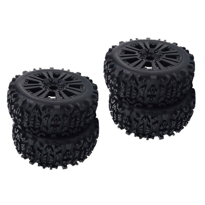 4 Packs Rubber Tires Wheel Crawler Black 1/8 RC Truggy Truck Replacements