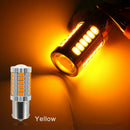 2pcs Amber P21W 1156 BA15S 33-LED Bulb 5730 SMD Super Bright Car Light Auto Kit