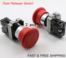 2Pcs Emergency Stop Switch Red 600V 1 Nc 10A Contacts  E-Stop Twist Releas BX