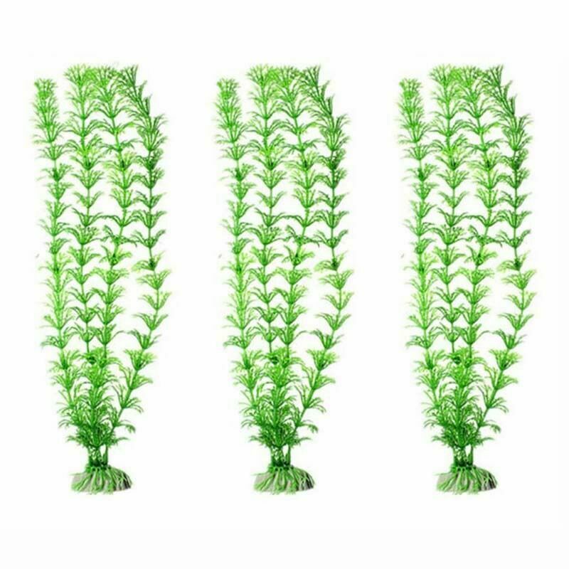 4pcs/Stem Artificial Plastic Water Grass Green Plant Fish Tank Aquarium Dec U6O9