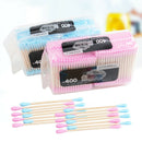 400PCS Double Head Cotton Buds Swab Tip Sticks Wooden Q-tips Applicato  MGJ