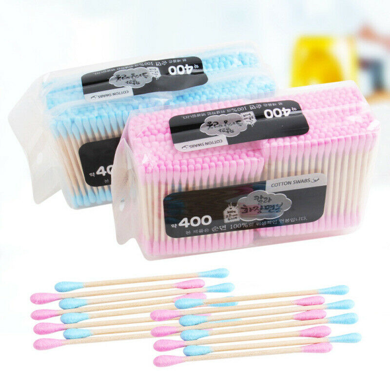 400PCS Double Head Cotton Buds Swab Tip Sticks Wooden Q-tips Applicato  MGJ