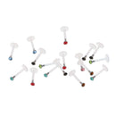 16 Pieces Acrylic Transparent Ring Bar Lip Tongue Crystal Body Piercing 18G