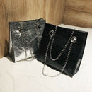 New Big Tote Female Bag Burst Crack Chain Shoulder Messenger Bag Pu Leather